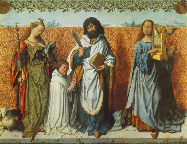 MASTER of the St. Bartholomew Altar St Agnes, St Bartholomew and St Cecilia Germany oil painting art